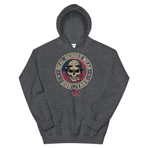 Heroes Wear Dog Tags Skull Hoodie