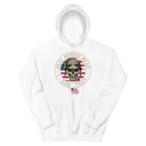 Heroes Wear Dog Tags Skull Hoodie