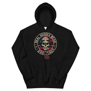 Heroes Wear Dog Tags Skull Hoodie